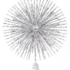 Cheap Christmas Warehouse Glittered Silver Starburst Christmas Tree Topper Decoration - 38Cm