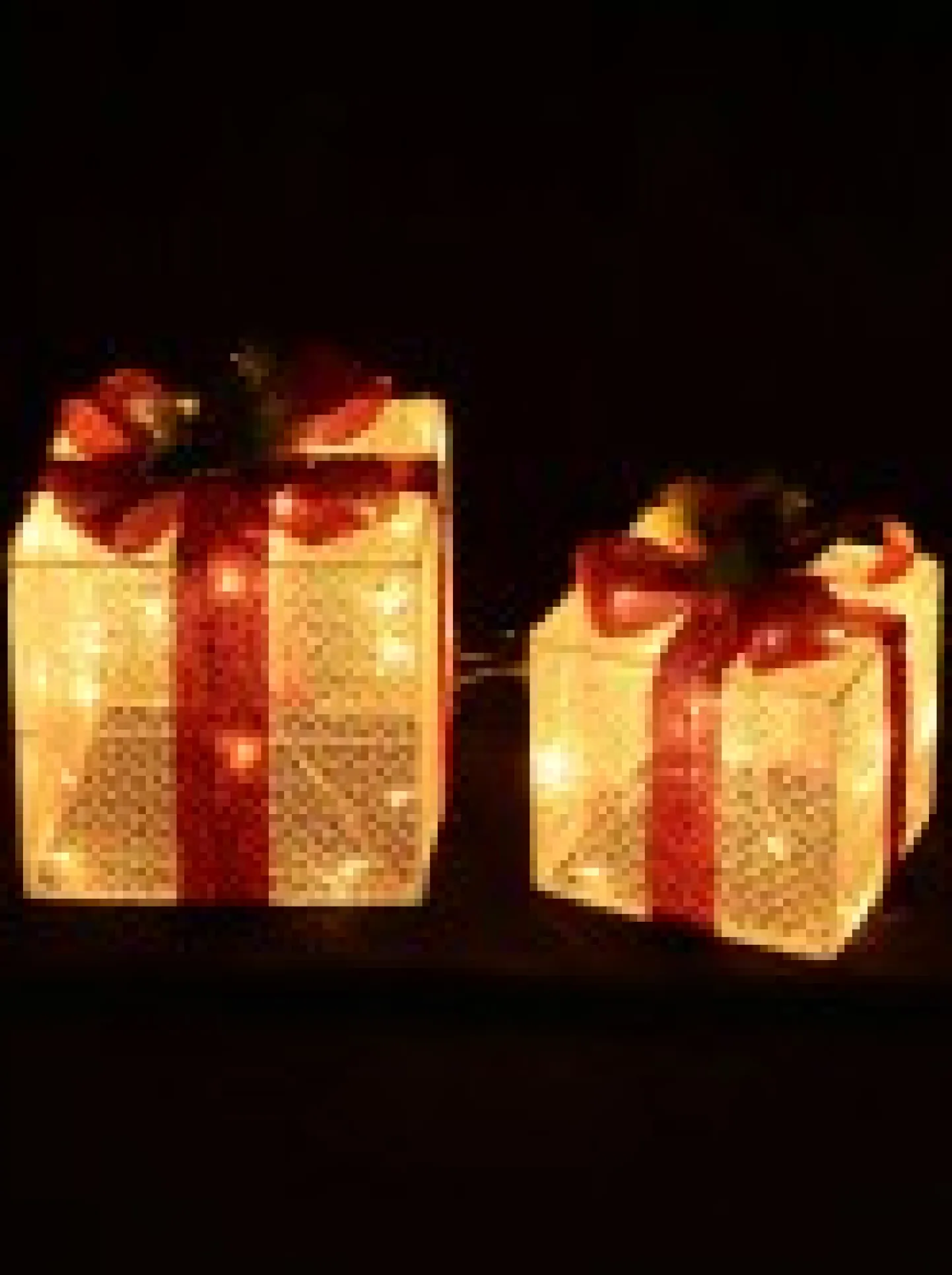 Shop Christmas Warehouse Glittered White Mesh 3D Gift Boxes With Bow & Warm White Led Lights - 30Cm