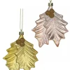 Clearance Christmas Warehouse Gold & Light Rose Gold Mistletoe Leaves Tree Hanging Decorations - 2 X 12Cm