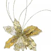 Best Christmas Warehouse Gold & Platinum Cactus Flower Decorative Christmas Floral Pick - 25Cm