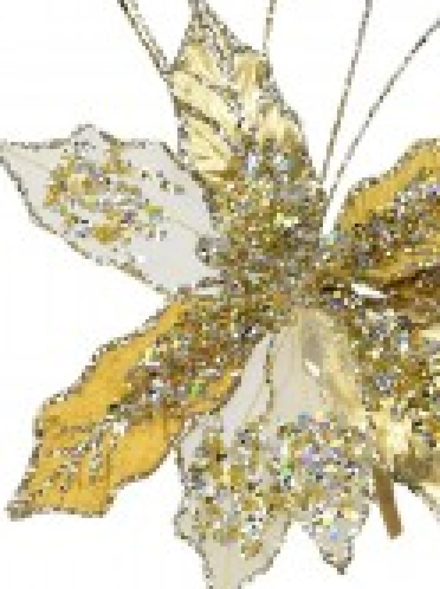 Best Christmas Warehouse Gold & Platinum Cactus Flower Decorative Christmas Floral Pick - 25Cm