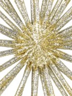 Discount Christmas Warehouse Gold & Platinum Glittered Starburst Decorative Christmas Ornament Pick - 25Cm