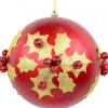 Best Christmas Warehouse Gold Antique Holly Red Bauble Christmas Tree Hanging Decoration - 11Cm
