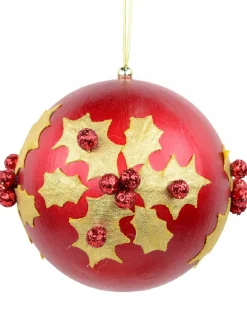 Best Christmas Warehouse Gold Antique Holly Red Bauble Christmas Tree Hanging Decoration - 11Cm