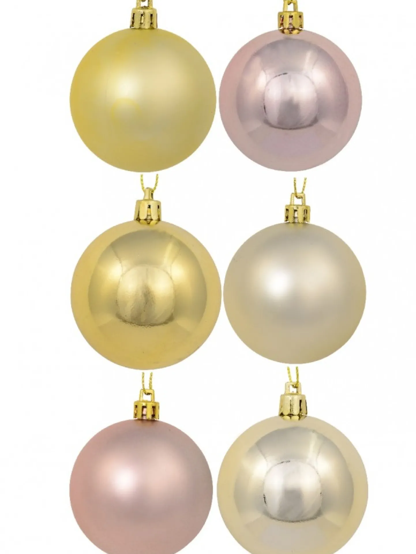 Flash Sale Christmas Warehouse Gold, Champagne & Rose Gold Metallic & Matte Christmas Baubles - 12 X 60Mm