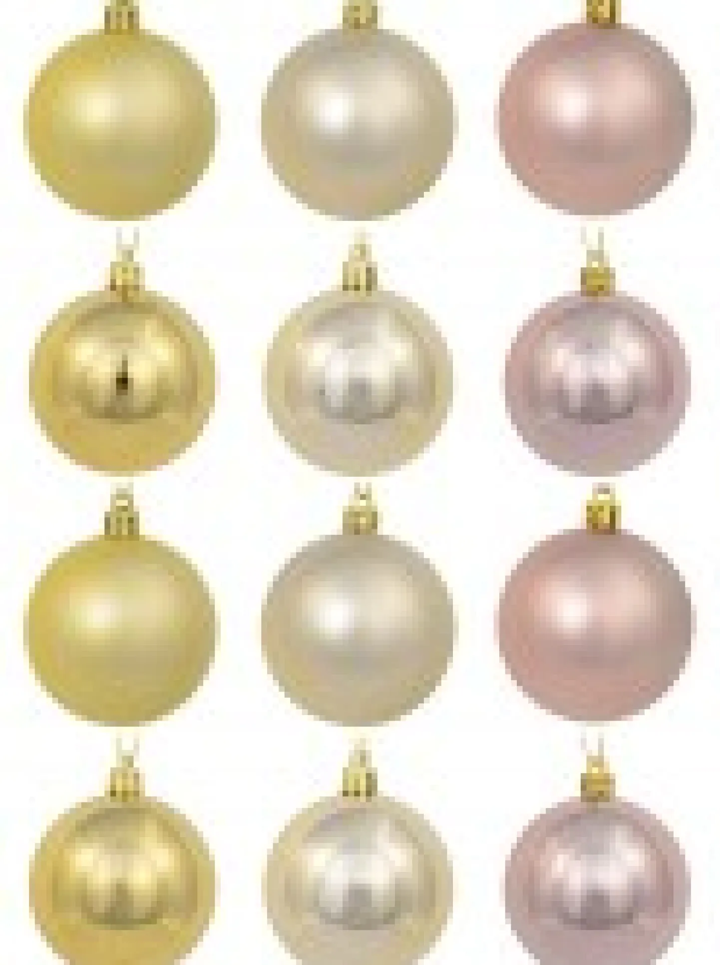 Flash Sale Christmas Warehouse Gold, Champagne & Rose Gold Metallic & Matte Christmas Baubles - 12 X 60Mm