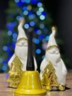 Flash Sale Christmas Warehouse Gold Functioning Santa Bell Christmas Accessory - 13Cm