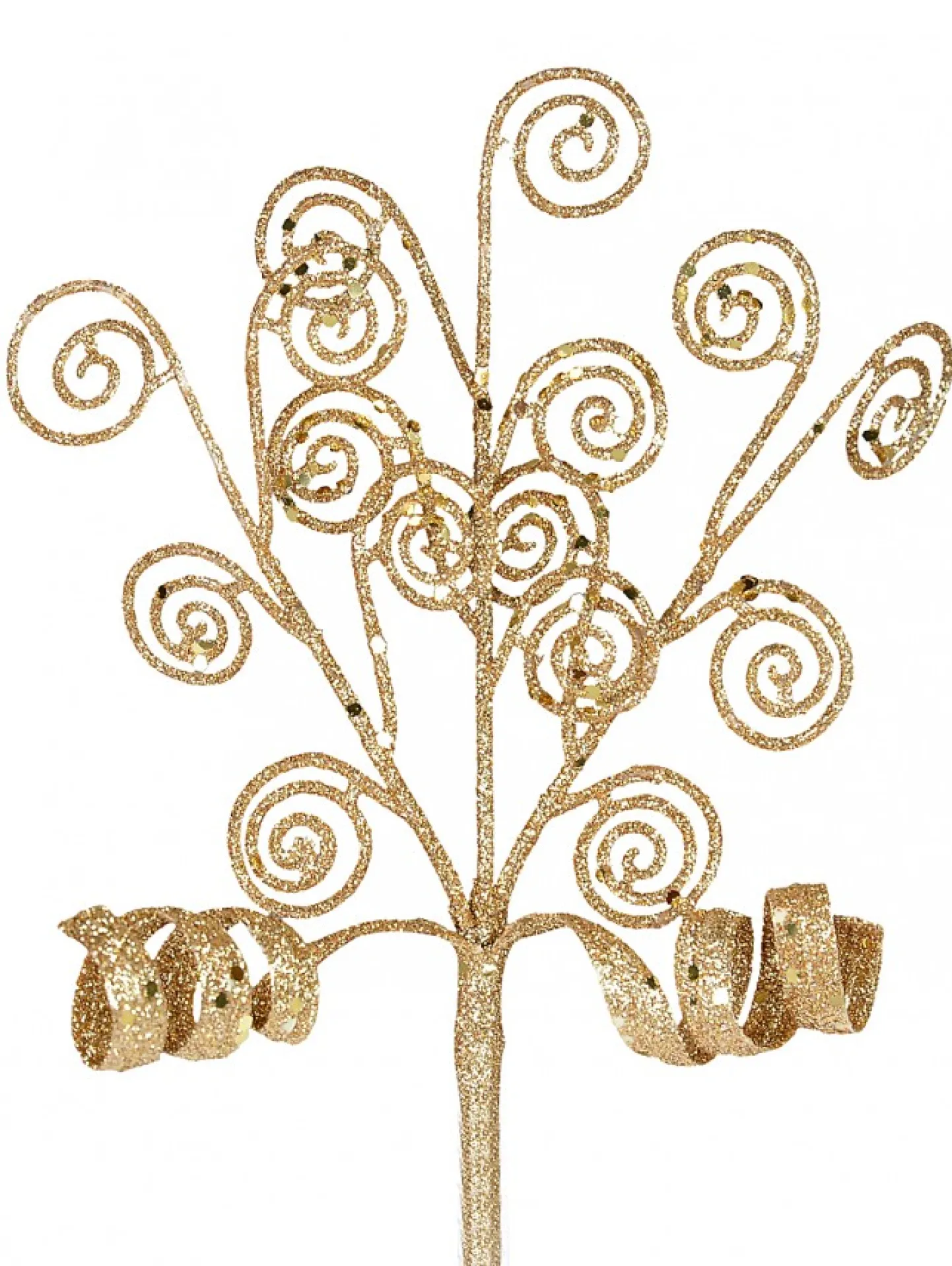 Store Christmas Warehouse Gold Glittered Swirls Decorative Christmas Spray Pick - 19Cm