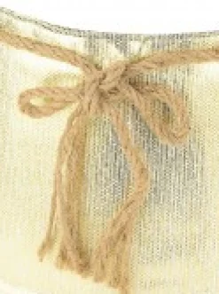 Store Christmas Warehouse Gold On White Textured Conical Shape & Rope Knot Christmas Tree Skirt - 58Cm