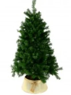 Store Christmas Warehouse Gold On White Textured Conical Shape & Rope Knot Christmas Tree Skirt - 58Cm