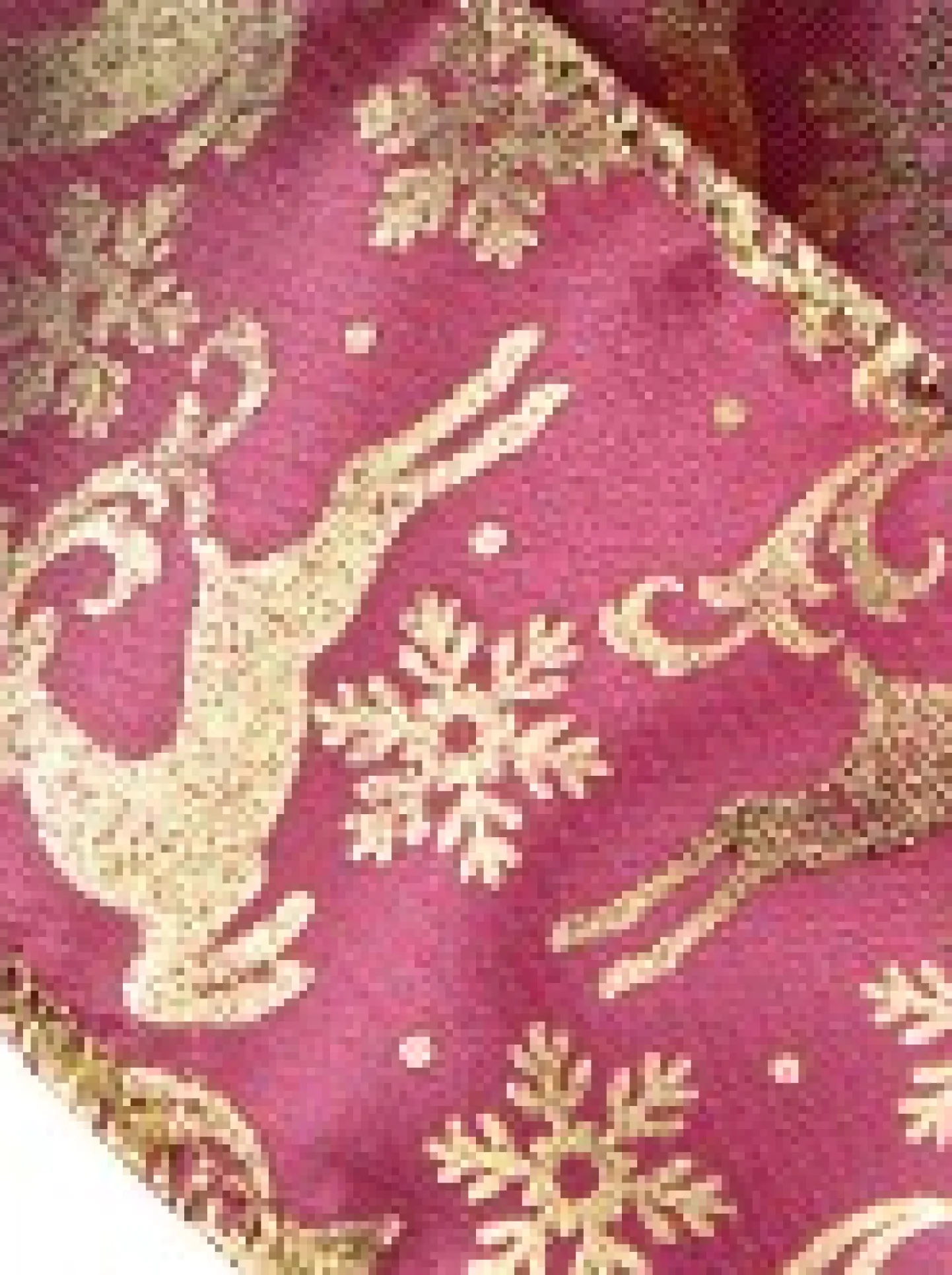 Hot Christmas Warehouse Gold Reindeer Pattern On Burgundy Christmas Ribbon With Gold Edging - 3M