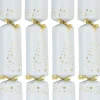 New Christmas Warehouse Gold Shiny Stars Christmas Tree Pattern Design On White Bon Bons - 50 X 30Cm