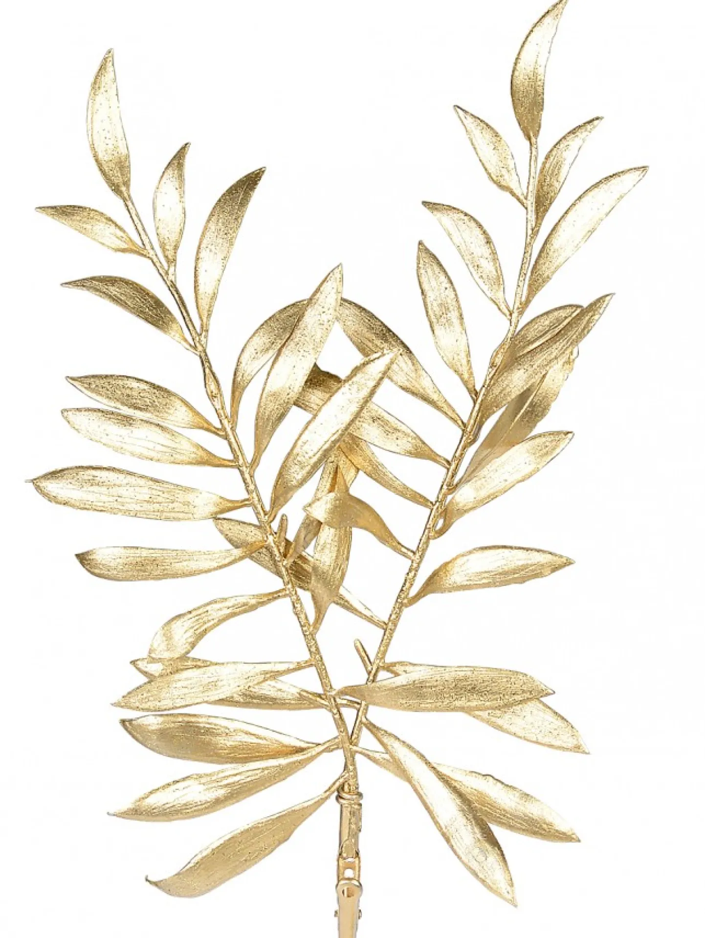 Best Sale Christmas Warehouse Gold Thin Leaf Christmas Bush Two Branch Decorative Spray Pick - 26Cm