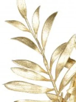 Best Sale Christmas Warehouse Gold Thin Leaf Christmas Bush Two Branch Decorative Spray Pick - 26Cm