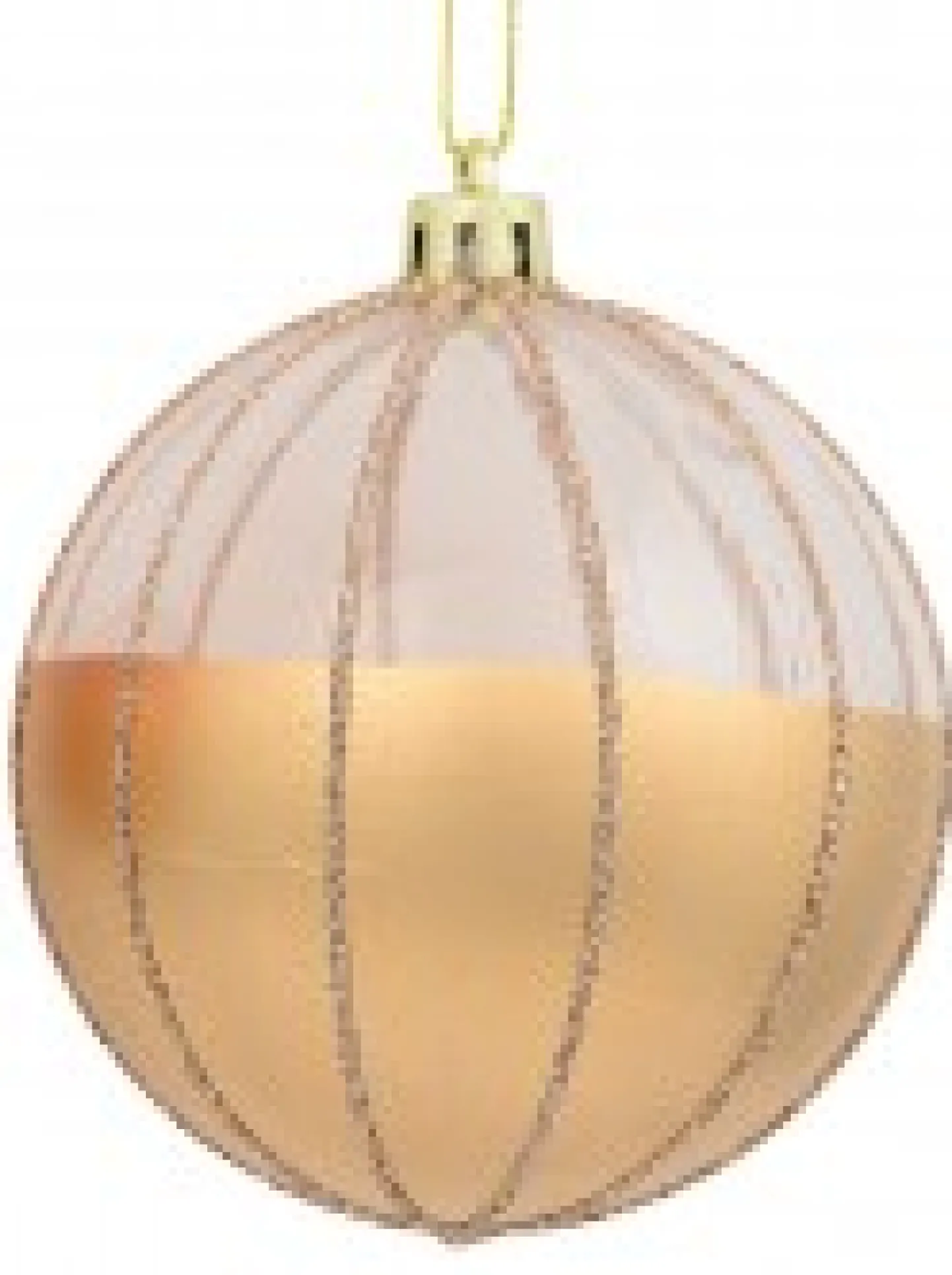 Discount Christmas Warehouse Gold With Rose Gold Or Clear & Gold Glitter Lines Christmas Baubles - 4 X 80Mm