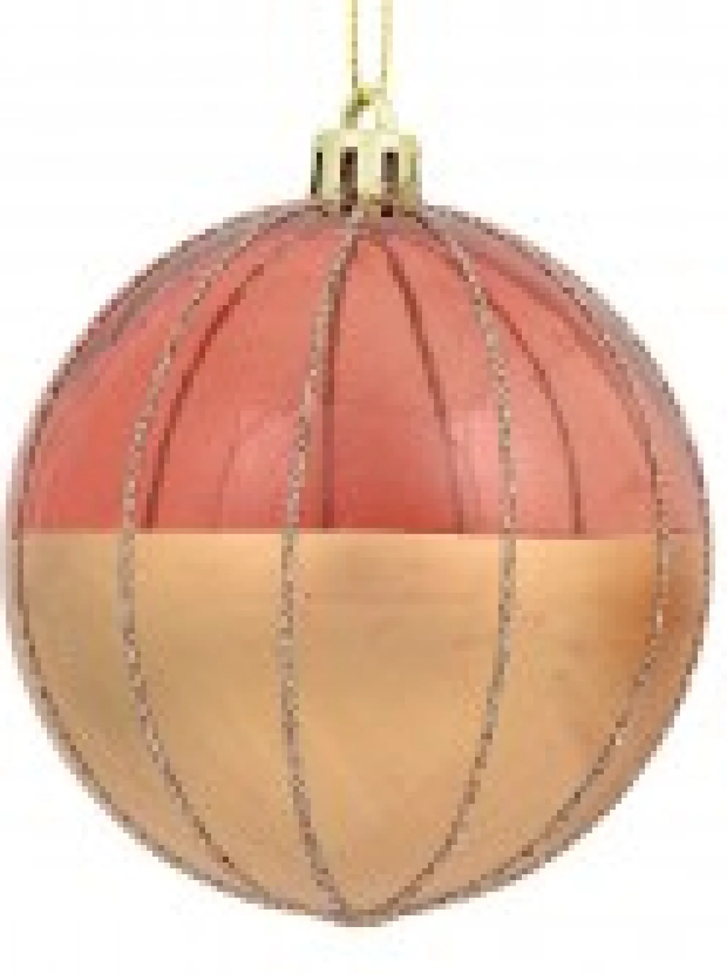 Discount Christmas Warehouse Gold With Rose Gold Or Clear & Gold Glitter Lines Christmas Baubles - 4 X 80Mm