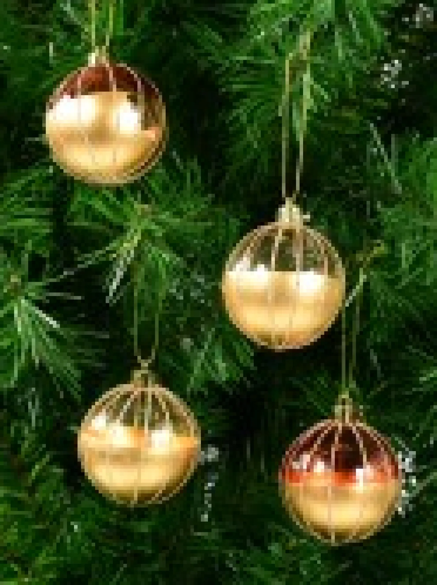 Discount Christmas Warehouse Gold With Rose Gold Or Clear & Gold Glitter Lines Christmas Baubles - 4 X 80Mm