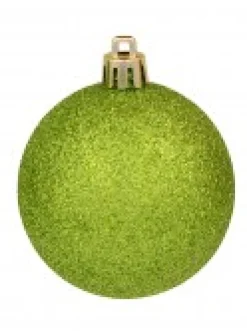 Best Christmas Warehouse Green & Red Christmas Baubles With 4 Glitter Designs & Shiny - 9 X 60Mm