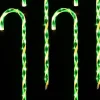 Outlet Christmas Warehouse Green & White Candy Cane Garden Christmas Path Light Set - 4 X 80Cm
