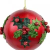 Clearance Christmas Warehouse Green Antique Holly Red Bauble Christmas Tree Hanging Decoration - 11Cm