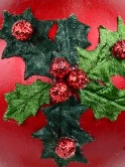 Clearance Christmas Warehouse Green Antique Holly Red Bauble Christmas Tree Hanging Decoration - 11Cm