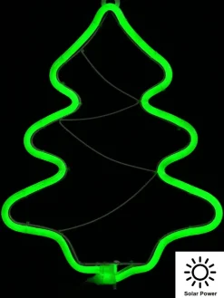 Clearance Christmas Warehouse Green Neon Flex Christmas Tree Outdoor Solar Powered Path Light - 32Cm