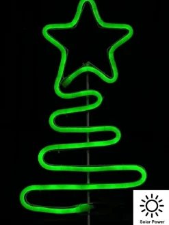 New Christmas Warehouse Green Neon Flex Wavey Christmas Tree Solar Powered Path Light - 38Cm