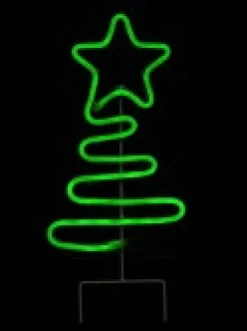 New Christmas Warehouse Green Neon Flex Wavey Christmas Tree Solar Powered Path Light - 38Cm