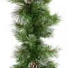 Best Christmas Warehouse Green Pine Needle Garland With Pine Cones & 180 Silver Glitter Tips - 2.7M