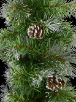 Best Christmas Warehouse Green Pine Needle Garland With Pine Cones & 180 Silver Glitter Tips - 2.7M