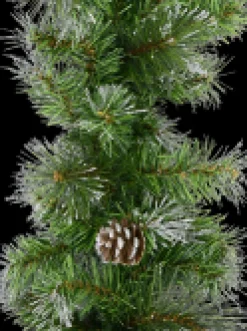 Best Christmas Warehouse Green Pine Needle Garland With Pine Cones & 180 Silver Glitter Tips - 2.7M