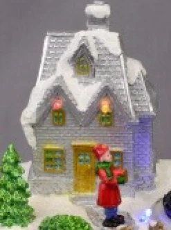 Flash Sale Christmas Warehouse Home By The River & Train Christmas Scene With Led & Fibre Lights - 15Cm