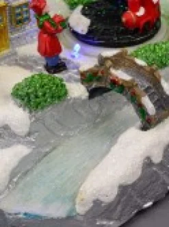 Flash Sale Christmas Warehouse Home By The River & Train Christmas Scene With Led & Fibre Lights - 15Cm