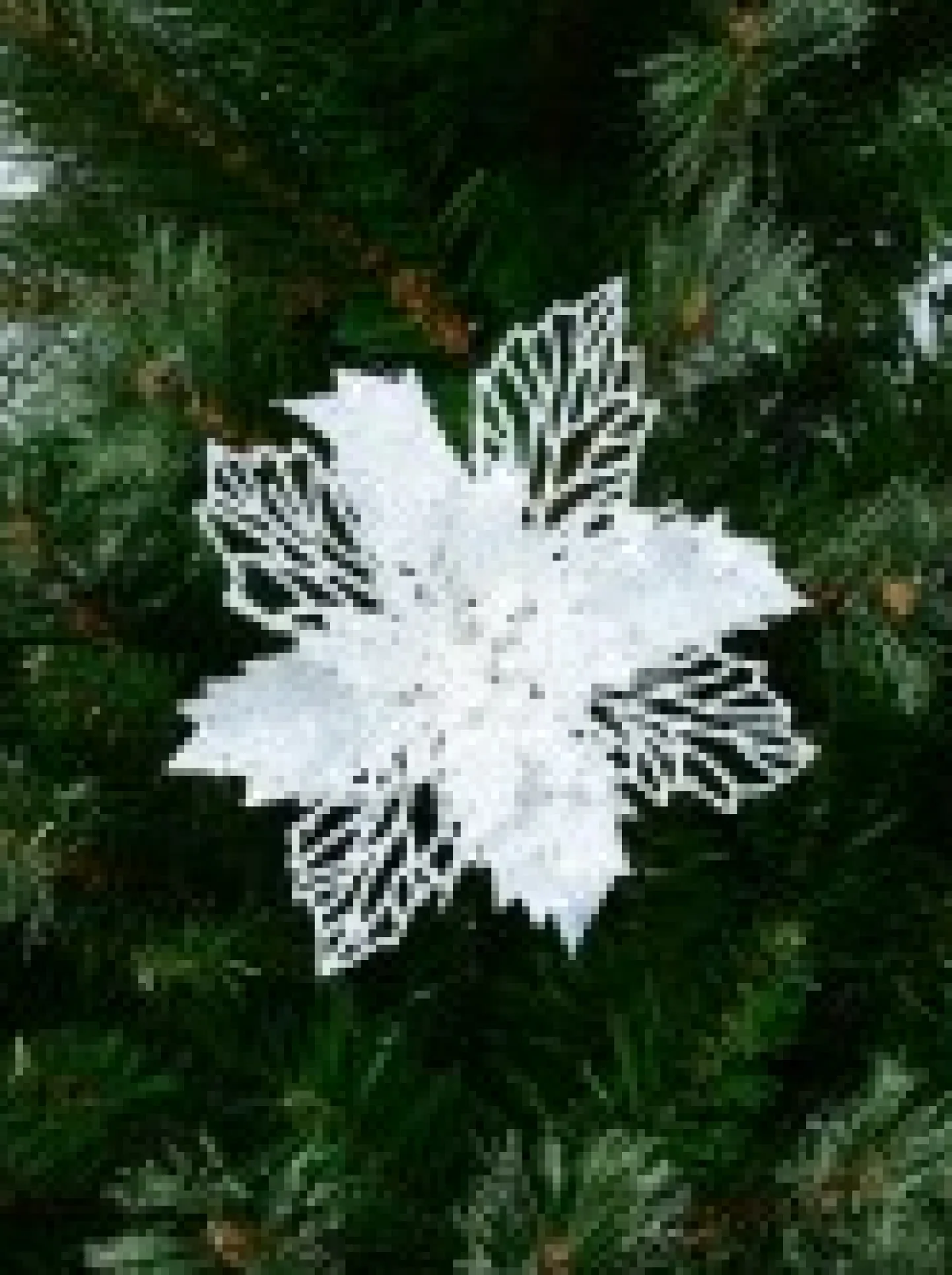 Hot Christmas Warehouse Iridescent Glitter Petal & Leaf Poinsettia Christmas Flower Pick - 18Cm