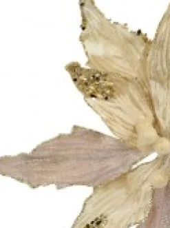 Shop Christmas Warehouse Ivory Velour Sequin & Dew Petals Decorative Christmas Flower Pick - 25Cm