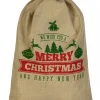 Cheap Christmas Warehouse Jute We Wish You A Merry Christmas & Happy New Year Gift Santa Sack - 55Cm