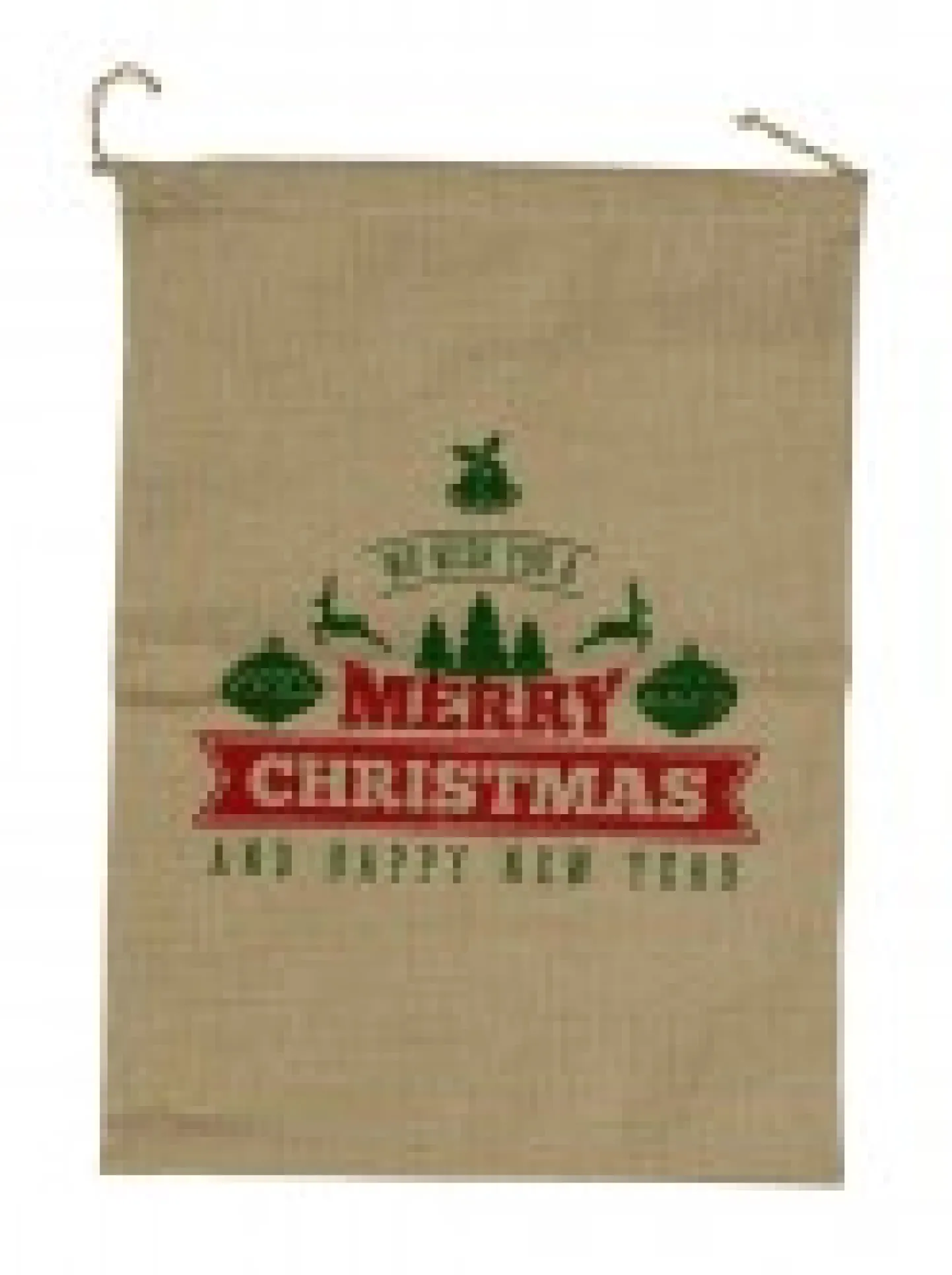 Cheap Christmas Warehouse Jute We Wish You A Merry Christmas & Happy New Year Gift Santa Sack - 55Cm