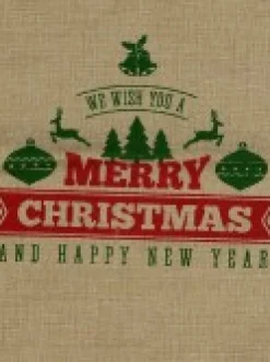 Cheap Christmas Warehouse Jute We Wish You A Merry Christmas & Happy New Year Gift Santa Sack - 55Cm