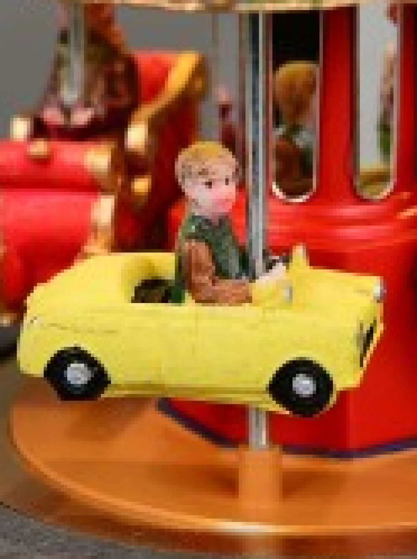 New Christmas Warehouse Kids Enjoying A Winter Fun Park Merry-Go-Round Christmas Village Scene - 23Cm