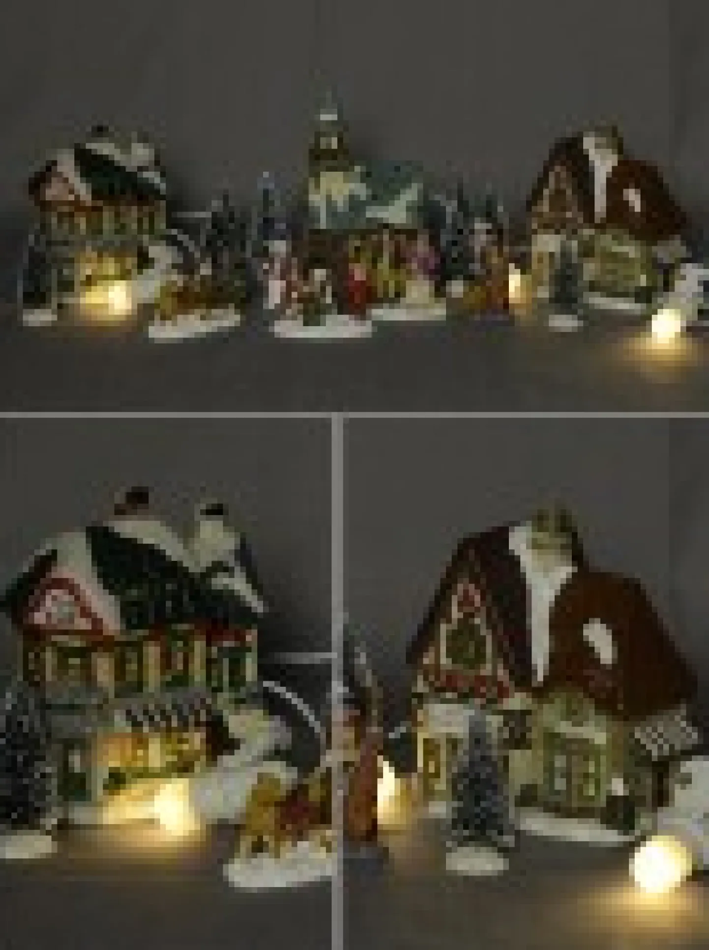 Sale Christmas Warehouse Large Christmas Village Scene With Church, Shops & Figurines - 17 Piece