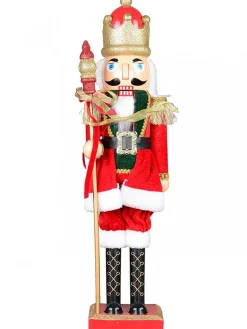 New Christmas Warehouse Large Classic Christmas Nutcracker With Finial Staff Decorative Ornament - 59Cm