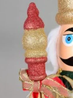 New Christmas Warehouse Large Classic Christmas Nutcracker With Finial Staff Decorative Ornament - 59Cm