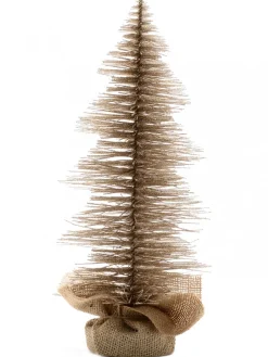 Sale Christmas Warehouse Large Glittered Champagne Spiral Pine Needle Christmas Table Top Tree - 30Cm