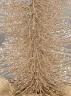 Sale Christmas Warehouse Large Glittered Champagne Spiral Pine Needle Christmas Table Top Tree - 30Cm