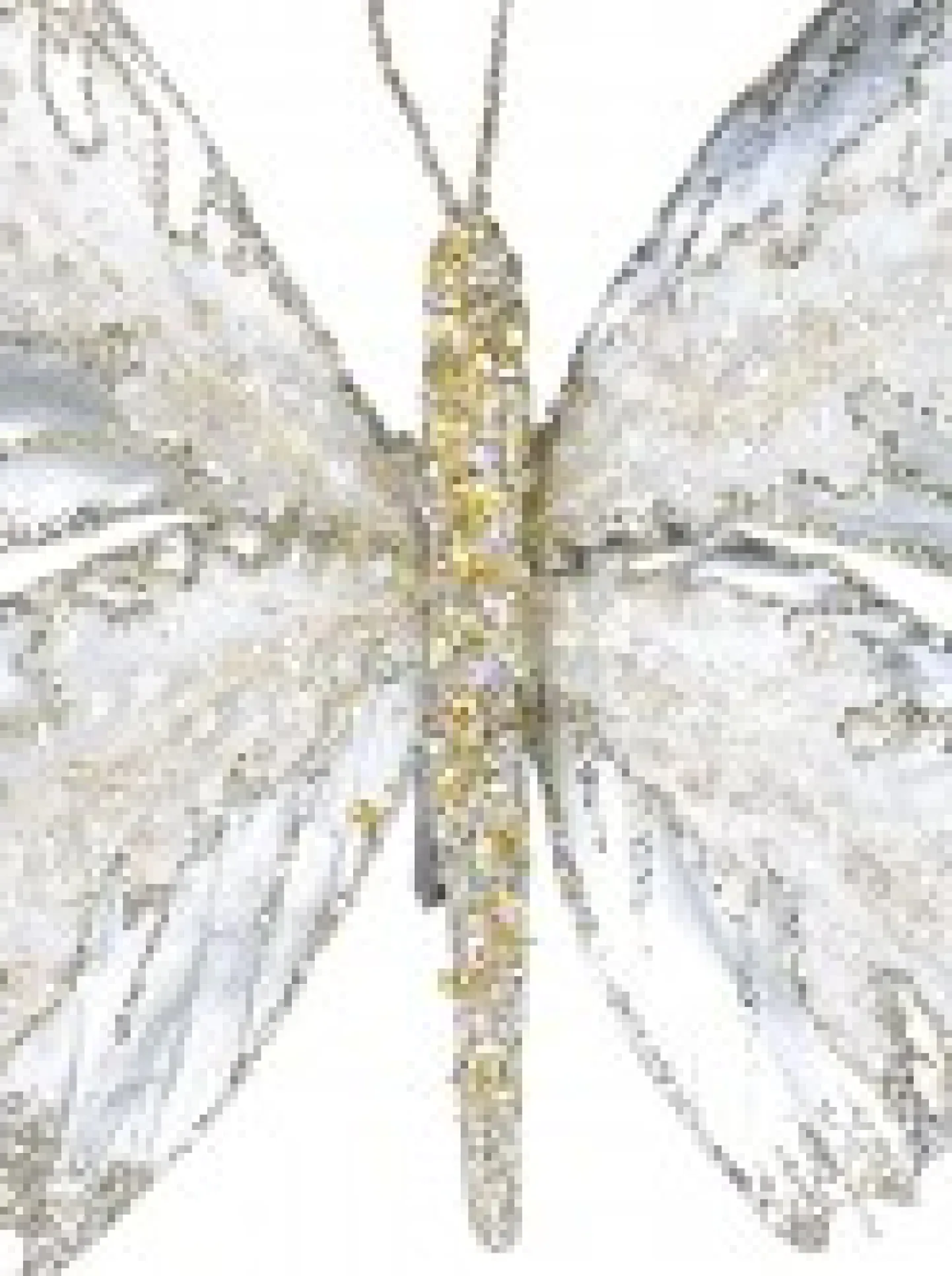 Fashion Christmas Warehouse Large Platinum Butterfly With Sheer Wings Decorative Christmas Pick - 32Cm