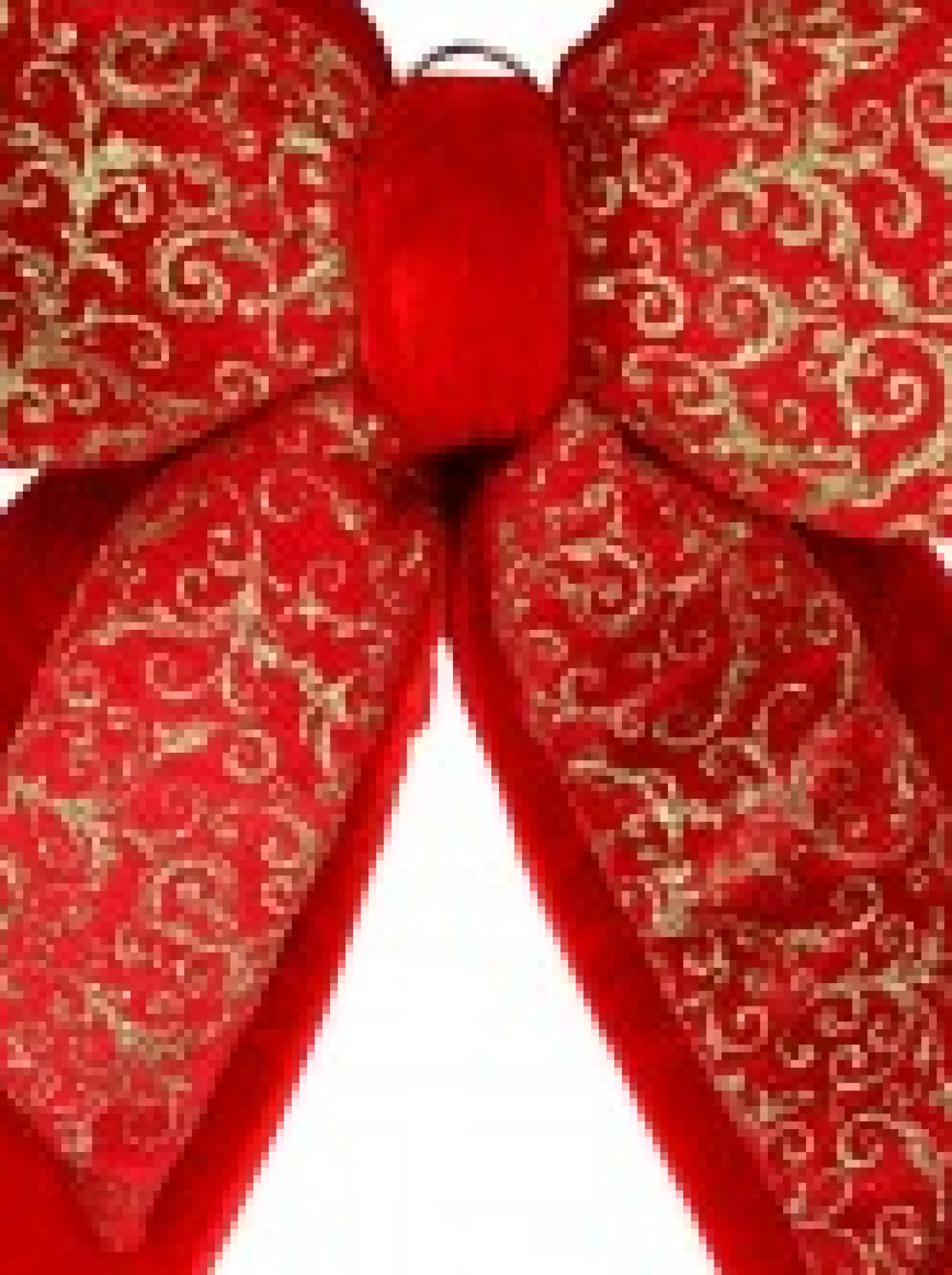 Sale Christmas Warehouse Large Red Felt Double Bow With Gold Glitter Pattern Display Decoration - 48Cm