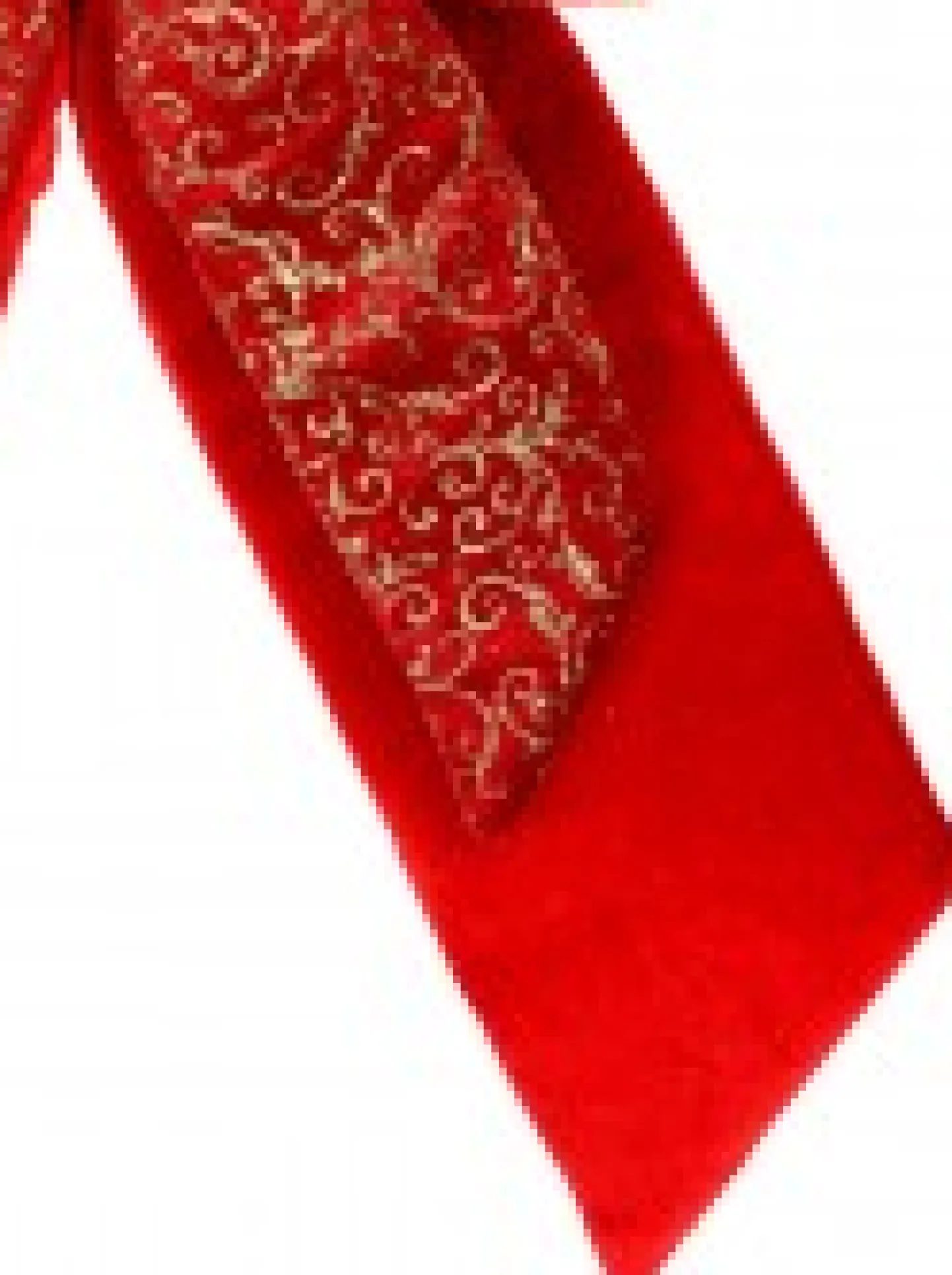 Sale Christmas Warehouse Large Red Felt Double Bow With Gold Glitter Pattern Display Decoration - 48Cm