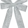 Best Sale Christmas Warehouse Large Silver Glittered Christmas Bow Display Decoration - 46Cm