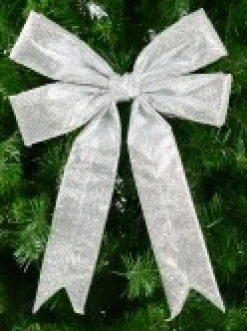 Best Sale Christmas Warehouse Large Silver Glittered Christmas Bow Display Decoration - 46Cm
