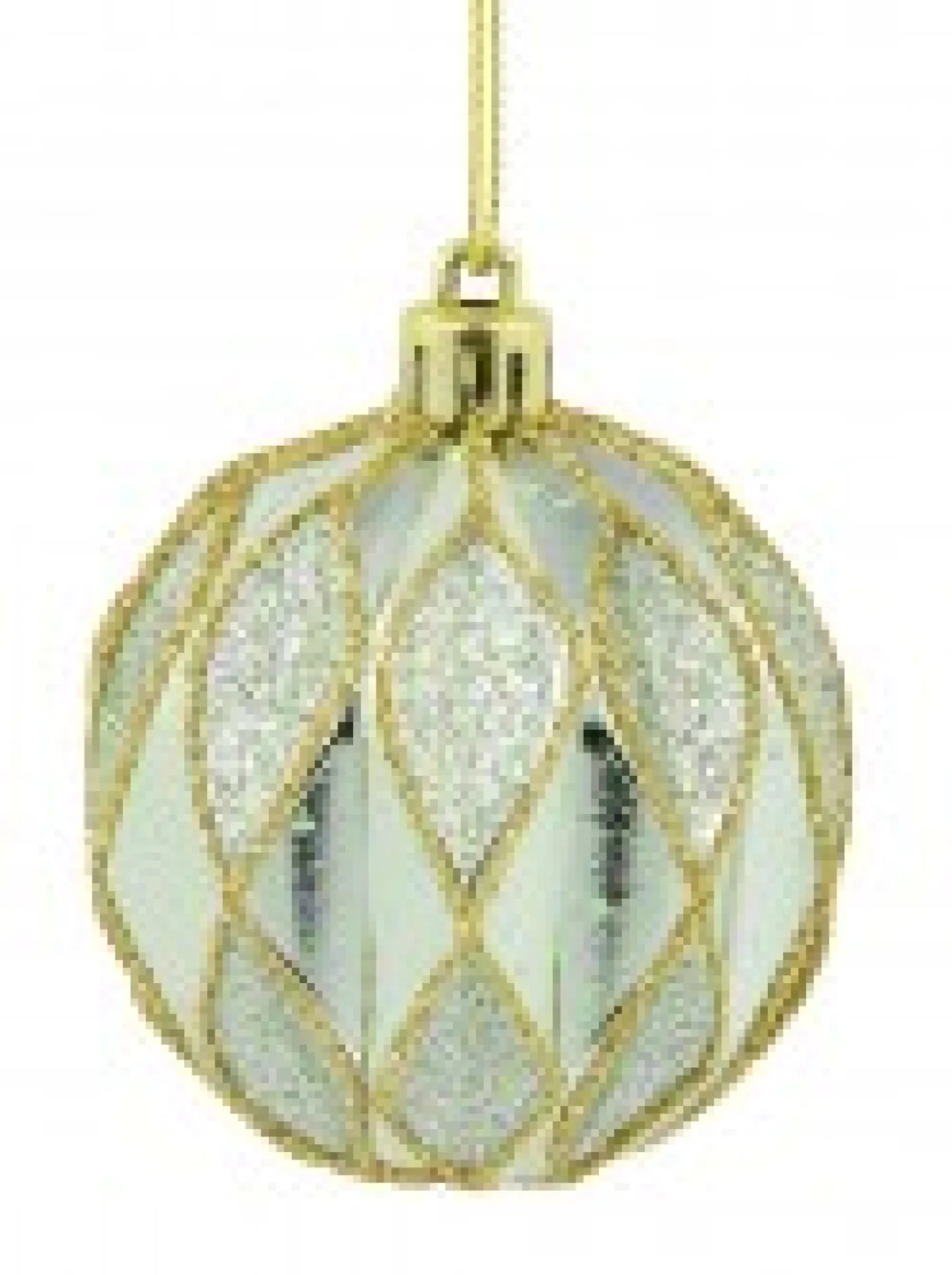 Store Christmas Warehouse Light Pink & Green Geometric Shiny & Glittered Christmas Baubles - 6 X 60Mm